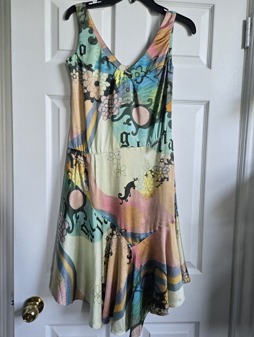 John Galliano | Silk 1920s Style Flapper Pastel Floral Print Size 26/ 40 Size S